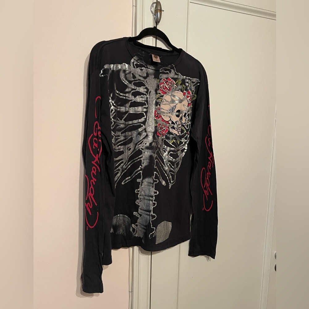 Ed Hardy Bones Long Sleeve T Shirt - Picture 2 of 5